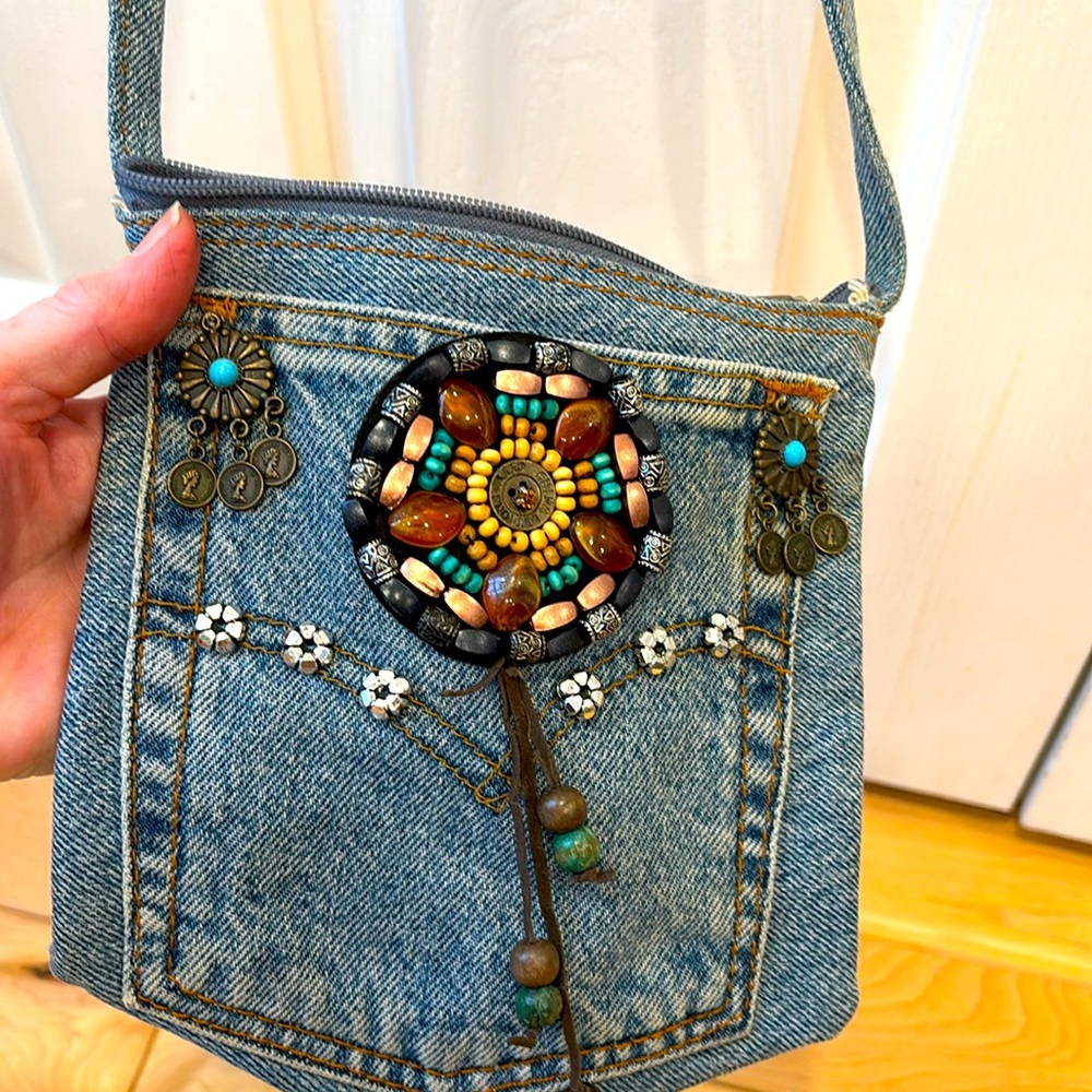 Levi’s repurposed custom boho denim crossbody bag